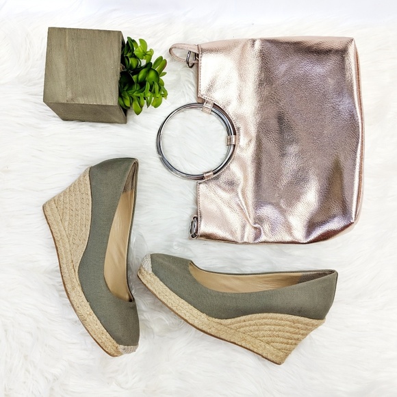 J. Crew Shoes - J.Crew Seville Espadrille wedge heels green canvas